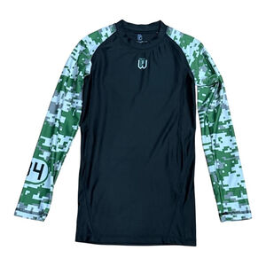 Dexwear Compression Shirt Youth Small Long Sleeve Baseball Green Camo Black Yout